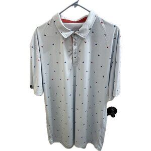 Swannies Performance Golf Polo Shirt Mens 2XL Swans Print Blue